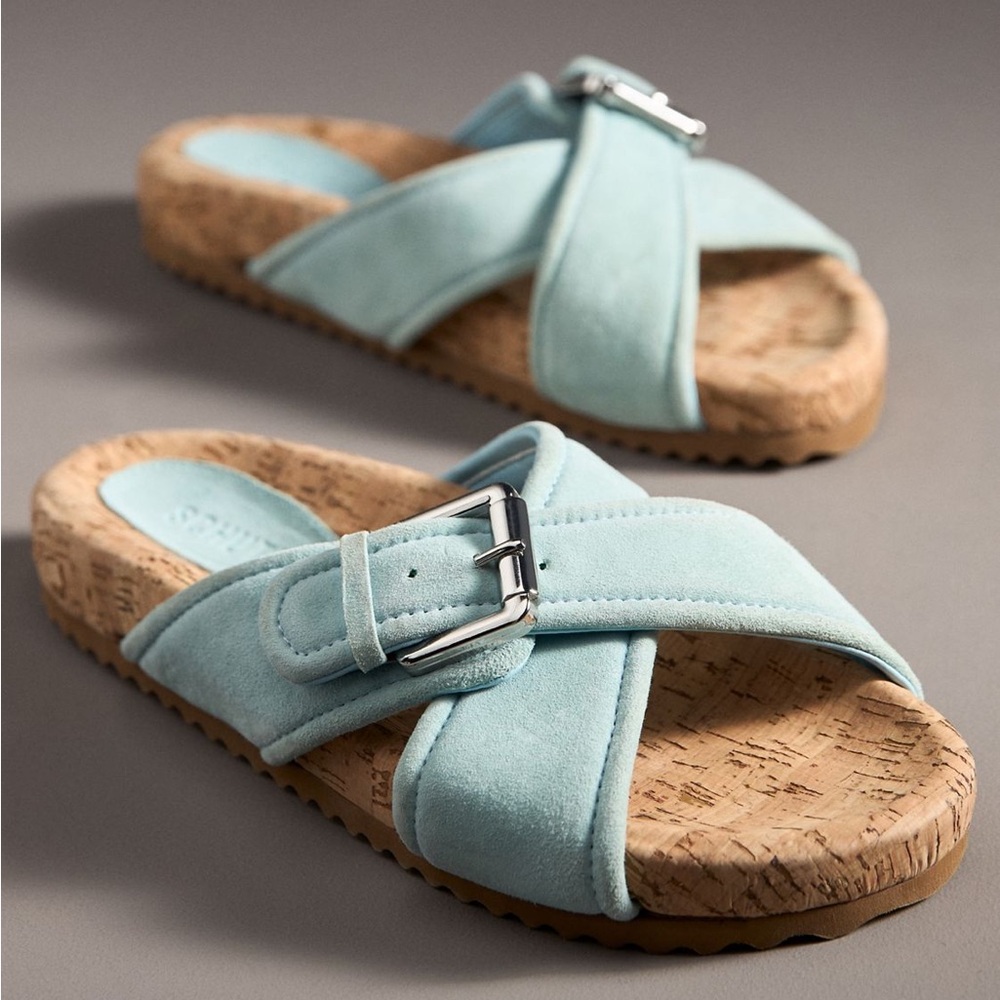SCHUTZ Light Blue Suede Sandals by Anthropology